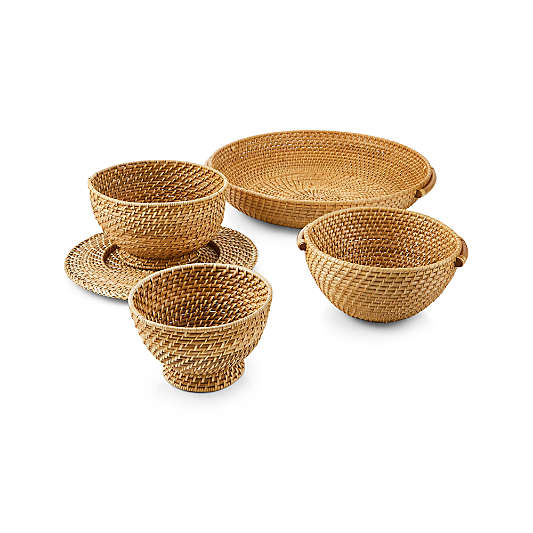 Artesia Natural Round Rattan Tray with Handles