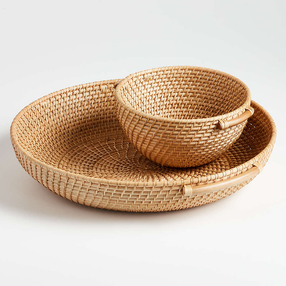 Large Round Rattan Tray