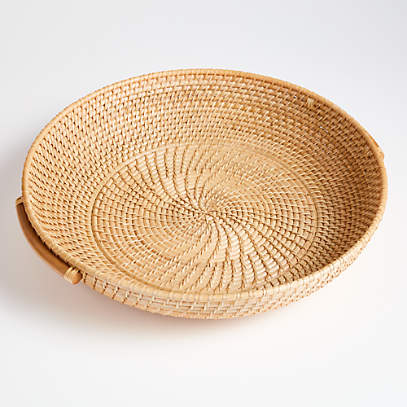 Artesia Natural Round Rattan Tray with Handles + Reviews