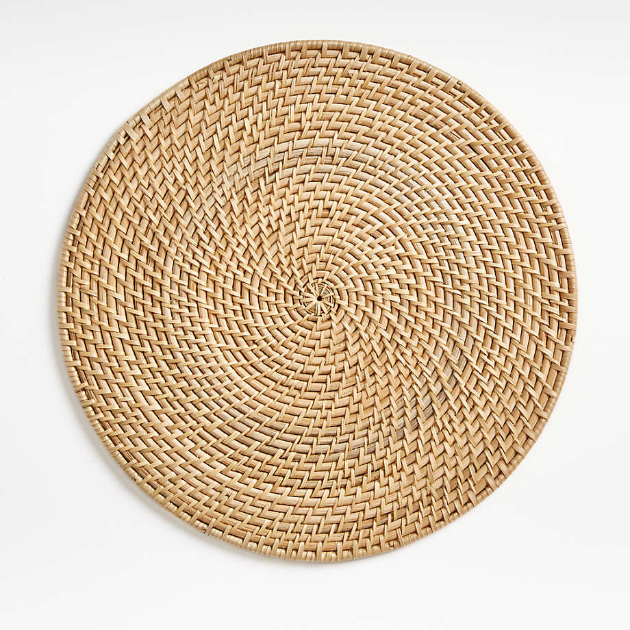 Artesia Natural Woven Rattan Round Placemat | Crate & Barrel