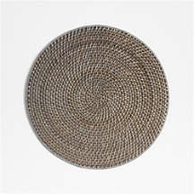 Artesia Grey Woven Rattan Round Placemat + Reviews | Crate & Barrel