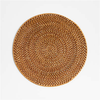 Artesia Round Honey Woven Rattan Placemat