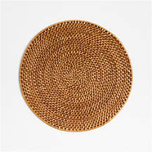 Artesia Honey Woven Rattan Round Placemat + Reviews | Crate & Barrel