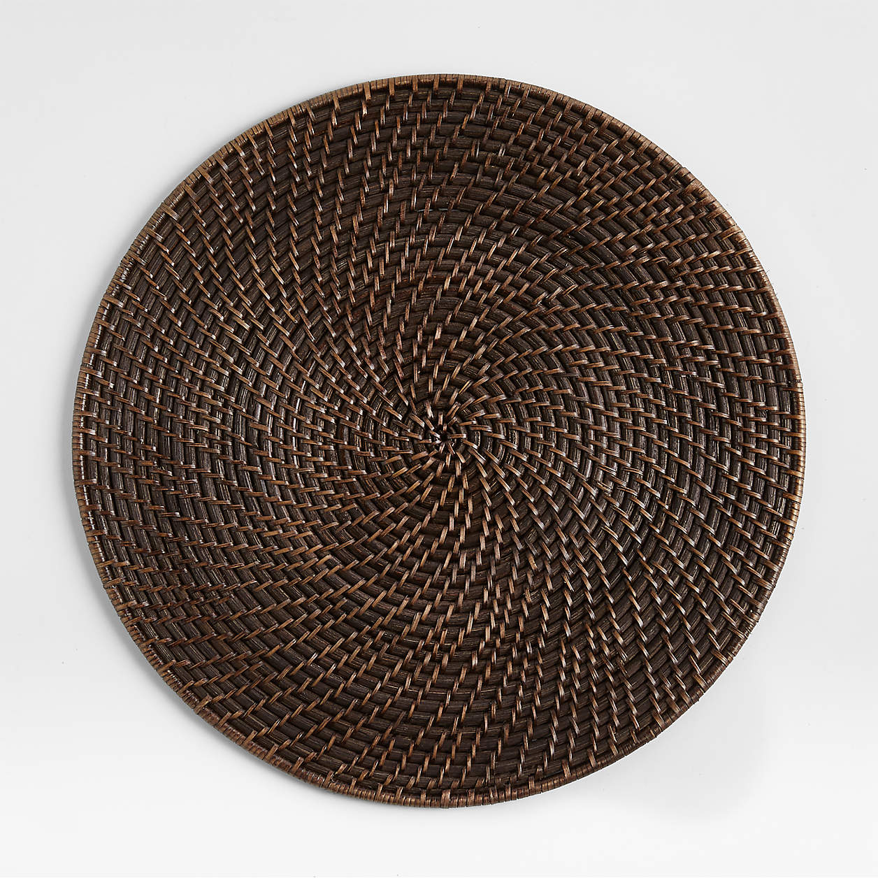 Artesia Dark Brown Woven Rattan Round Placemat + Reviews Crate & Barrel