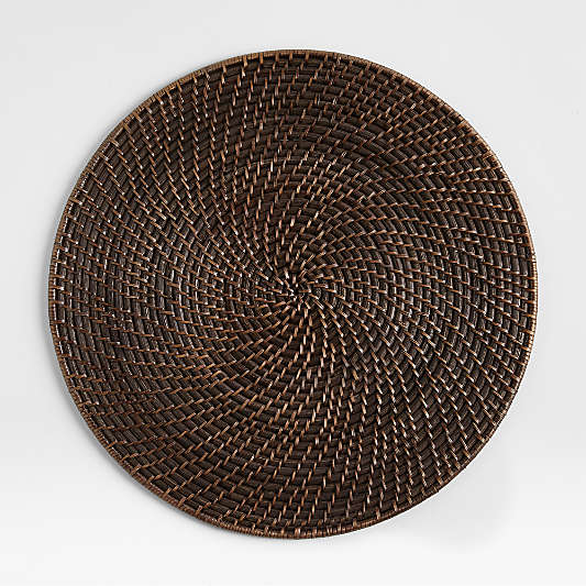 Artesia Round Dark Brown Woven Rattan Placemat