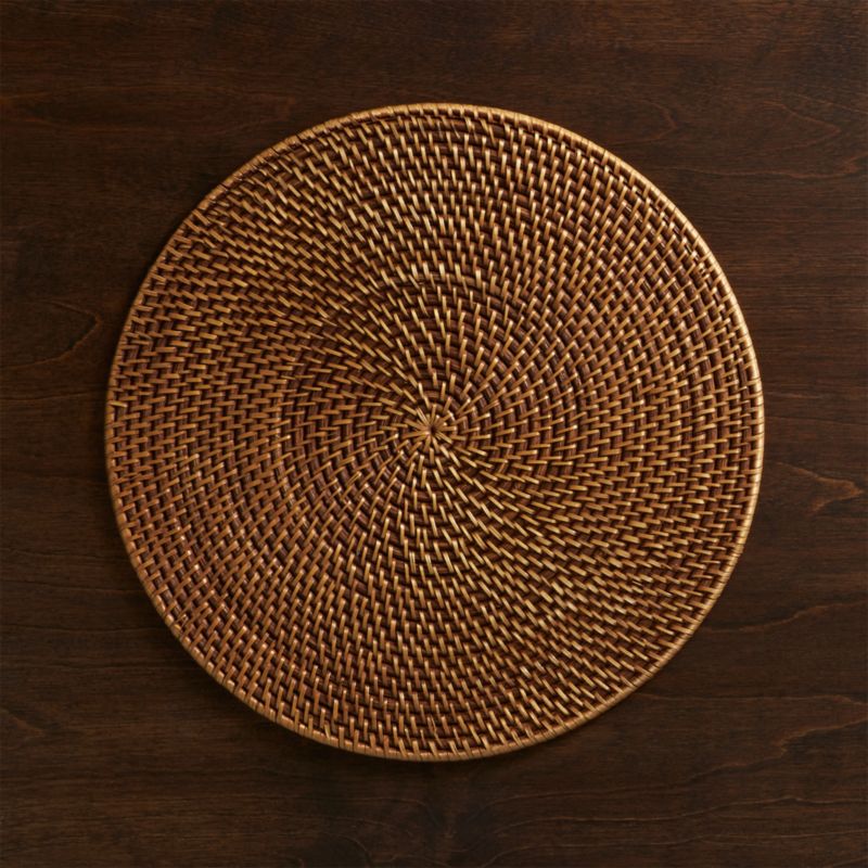 Artesia Honey Woven Rattan Round Placemat + Reviews Crate & Barrel Canada