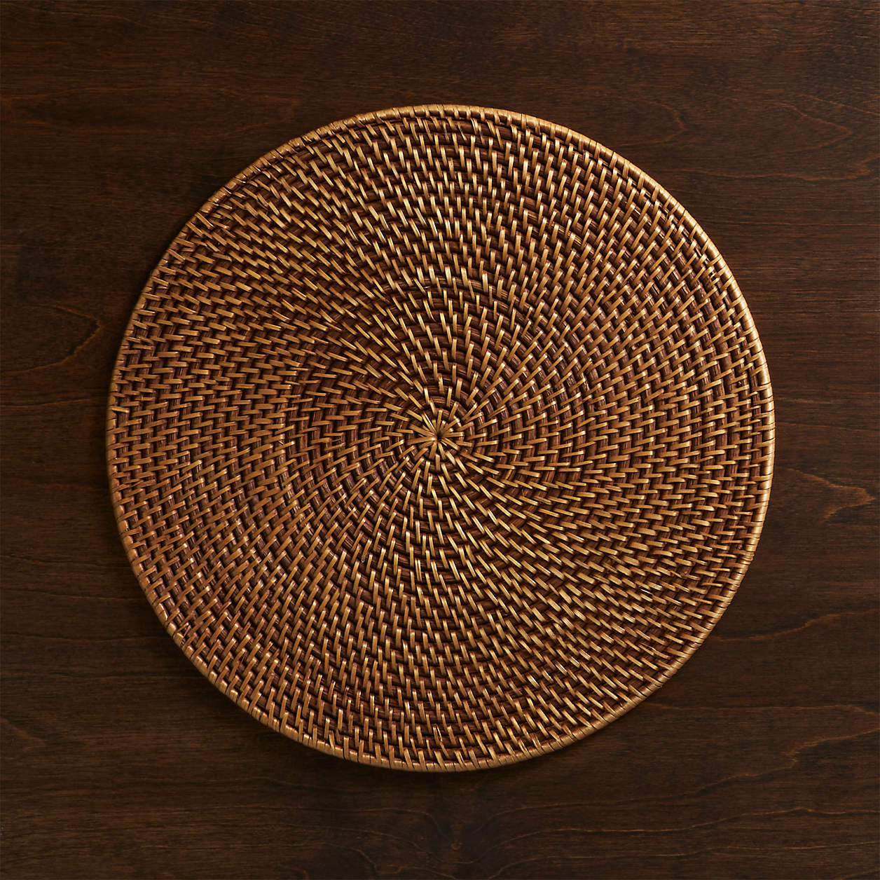 Artesia Round Dark Brown Woven Rattan Placemat