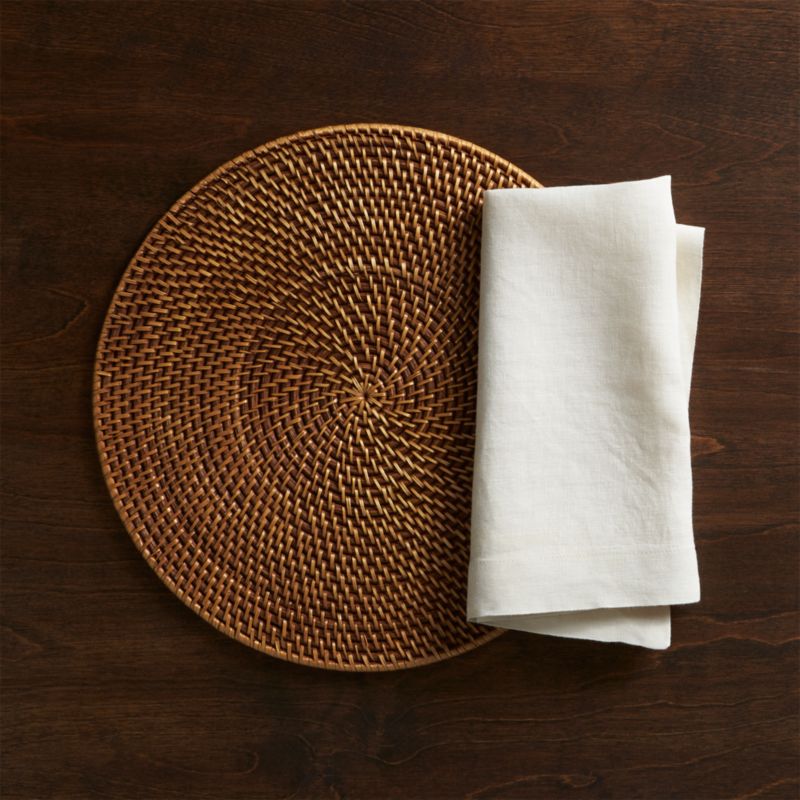 Artesia Honey Woven Rattan Round Placemat + Reviews Crate & Barrel Canada