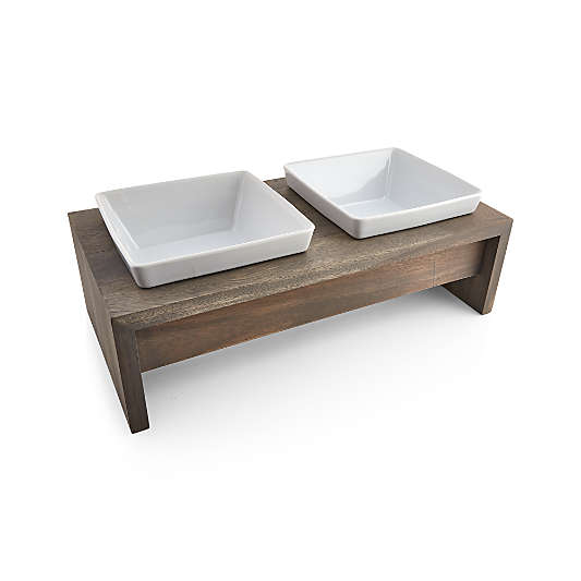 Fossil Medium Double-Bowl Feeder