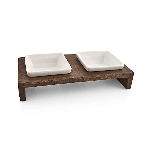 Walnut Extra-Small Double-Bowl Feeder