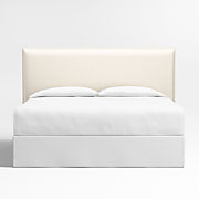 Arvada 54" Ivory Upholstered King Headboard with Batten White Oak Storage Bed Base