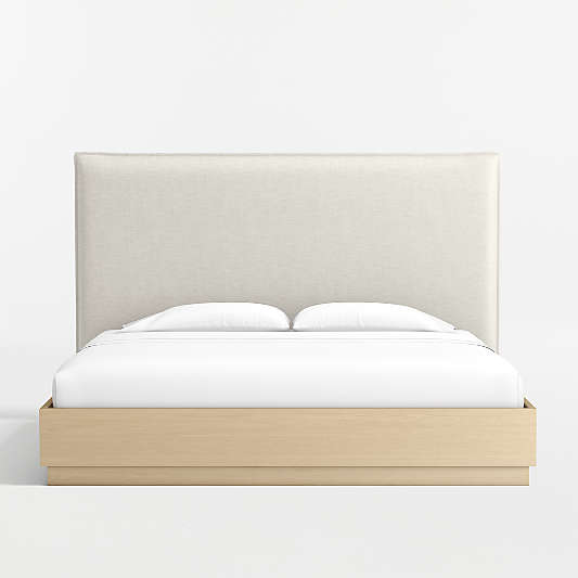 Arvada Flange Upholstered King Headboard and Wood Bed