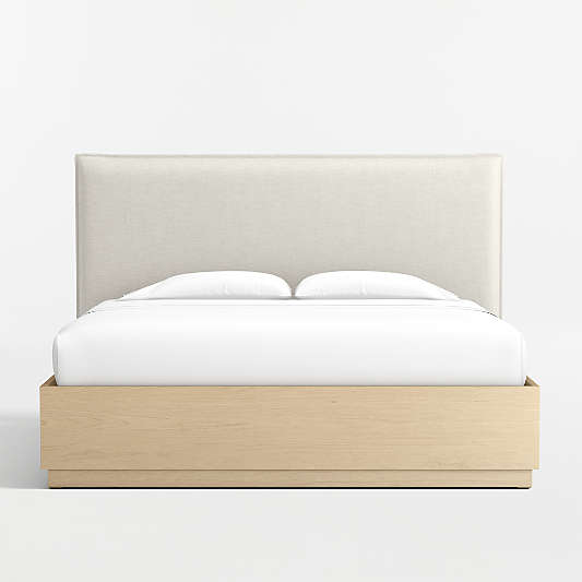 Arvada Flange Upholstered King Headboard and Wood Storage Bed