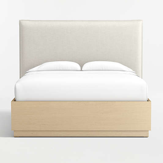 Arvada Flange Upholstered Queen Headboard and Wood Storage Bed