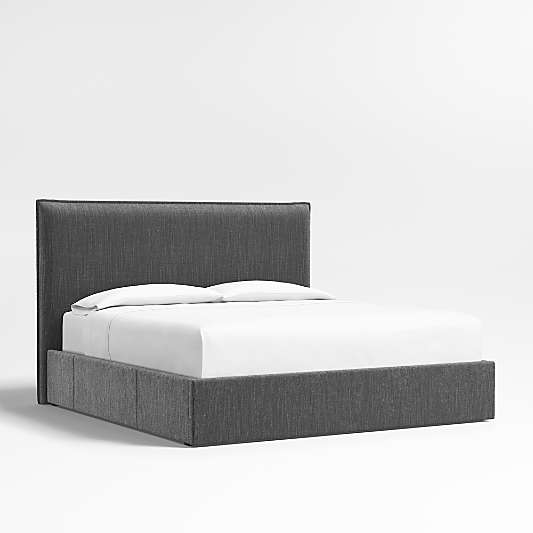 Arvada 54" Charcoal Grey King Upholstered Headboard with Storage Bed Base