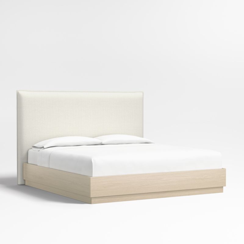 Arvada 54" Ivory King Upholstered Headboard with Batten White Oak Bed Base - image 0 of 4