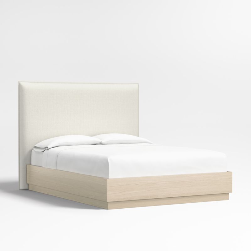 Arvada 54" Ivory King Upholstered Headboard with Batten White Oak Bed Base - image 1 of 4