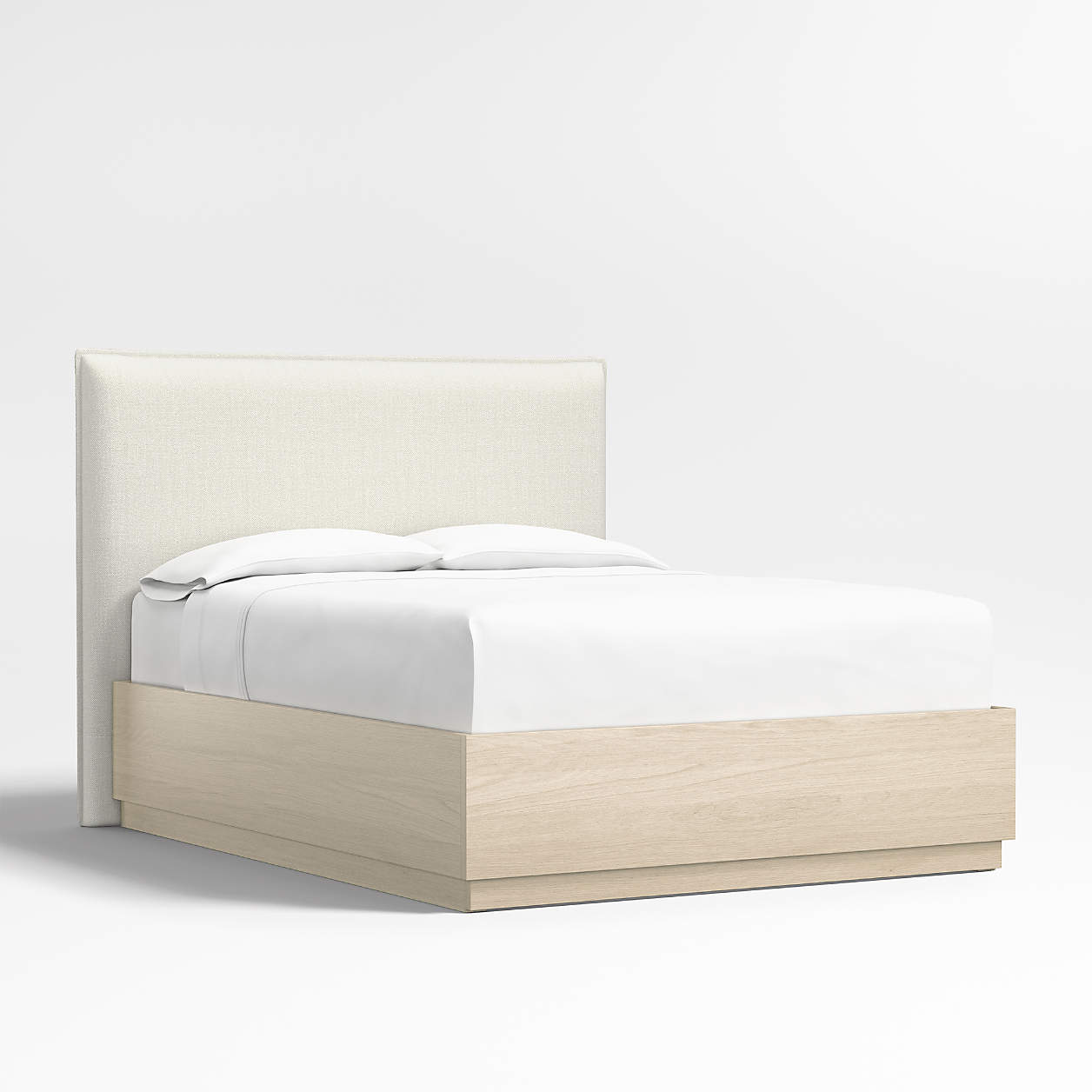 Arvada 54" Ivory Queen Upholstered Headboard with Batten White Oak