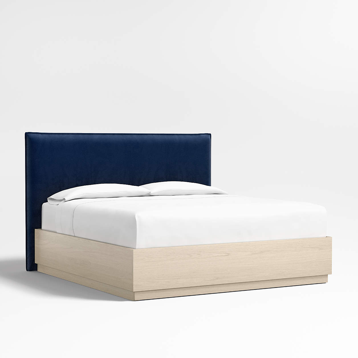 Arvada 54" Navy King Upholstered Headboard with Batten White Oak