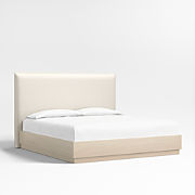 Arvada 54" Ivory Upholstered King Headboard with Storage Bed Base
