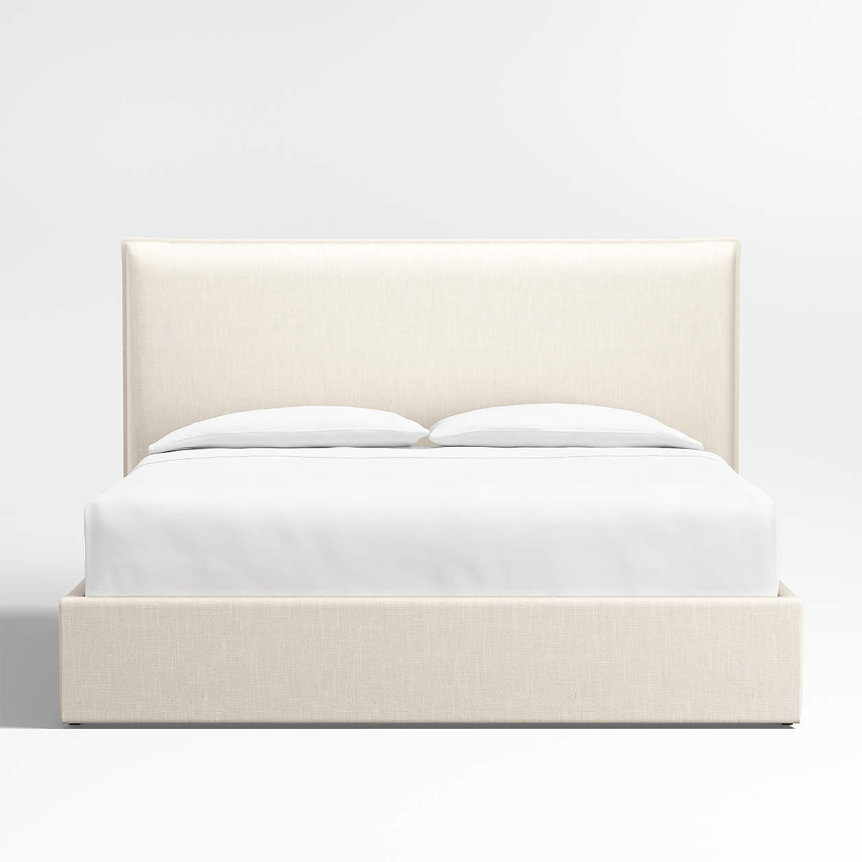 Arvada 54" Ivory Upholstered King Headboard with Storage Bed Base