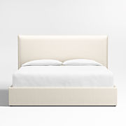 Arvada 54" Ivory Upholstered King Headboard with Storage Bed Base