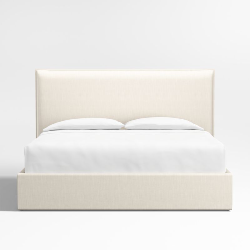 Arvada 54" Ivory Upholstered King Headboard with Storage Bed Base