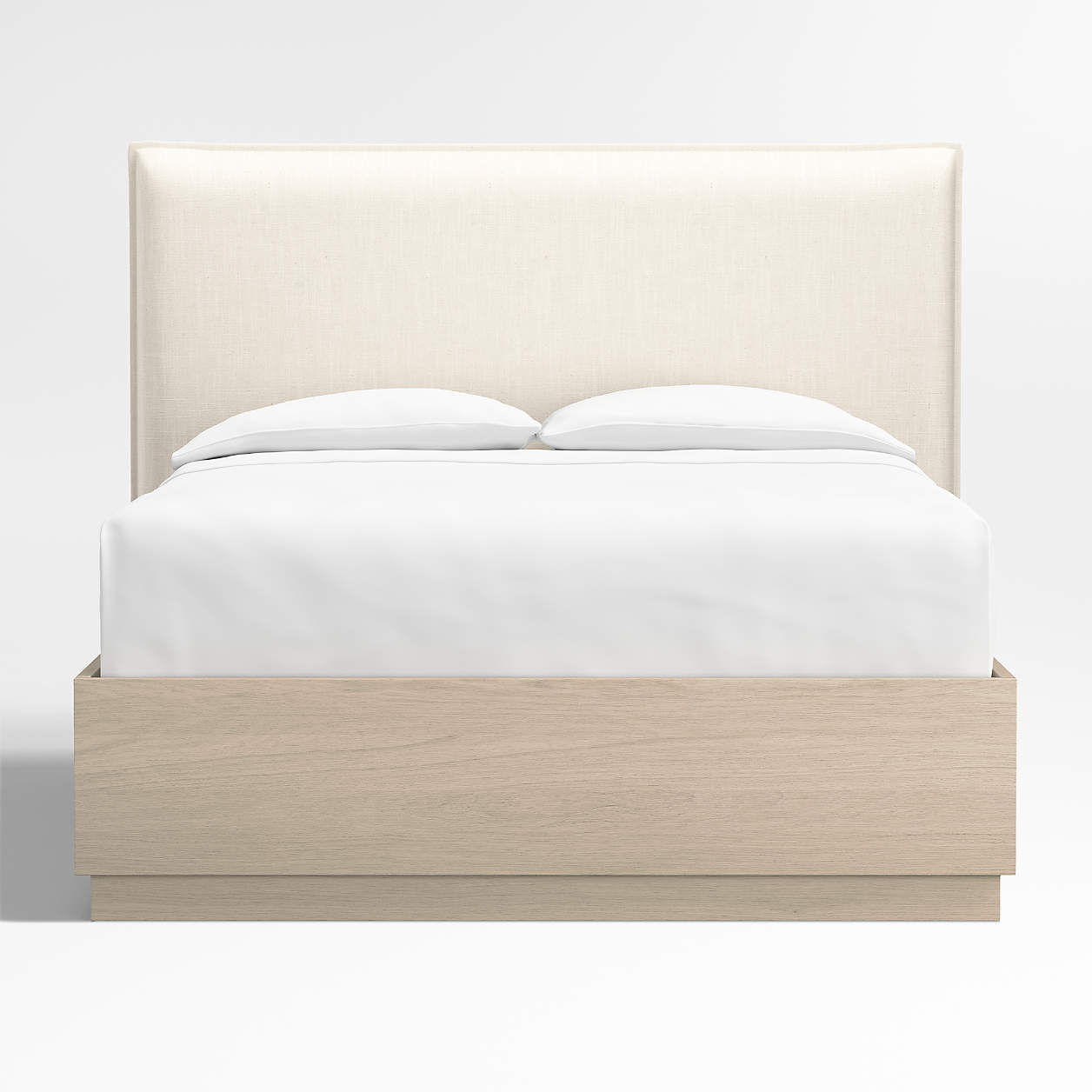 Arvada 54" Ivory Upholstered Headboard with Batten White Oak Storage