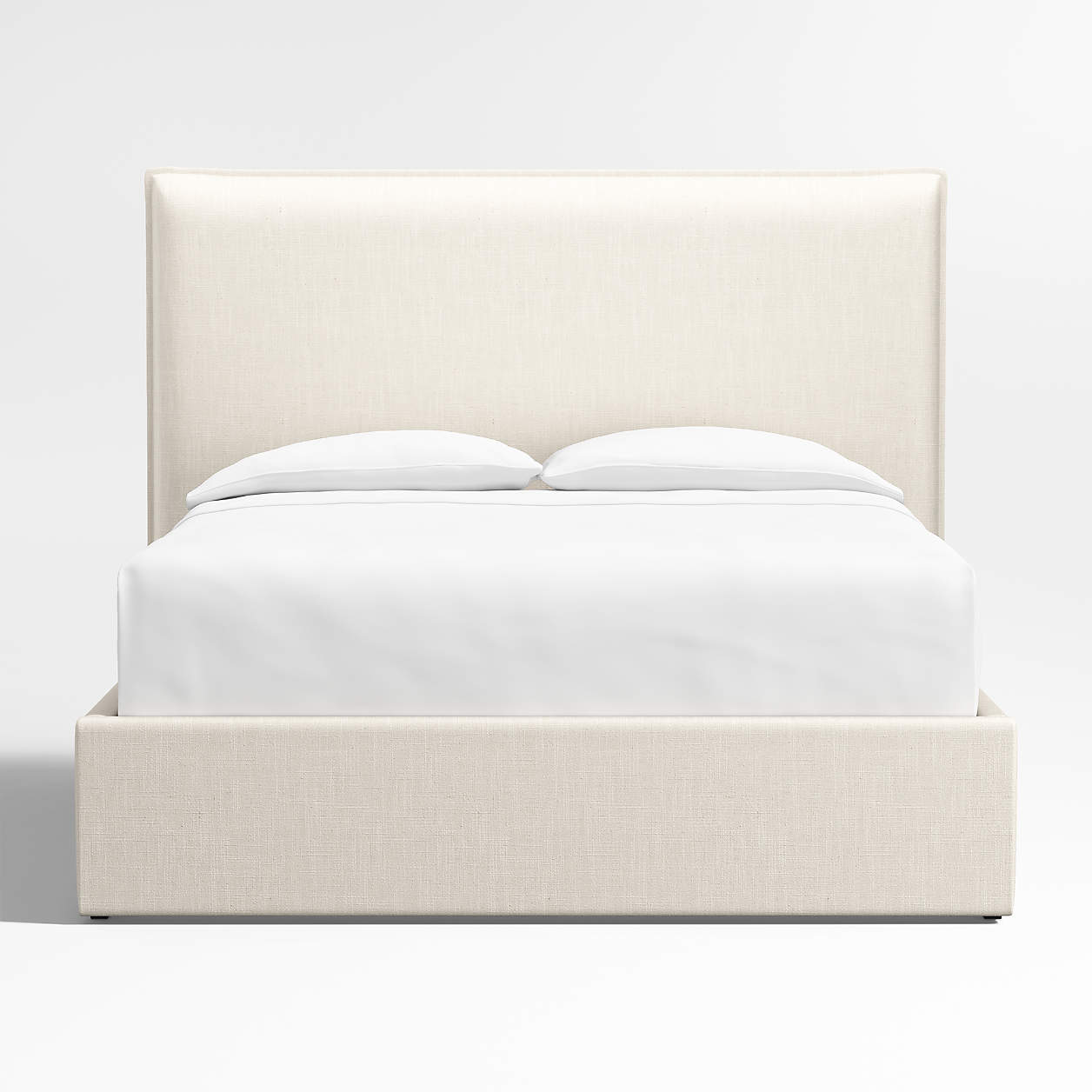 Arvada 54" Linen Ivory Upholstered Queen Headboard with Storage Bed Base + Reviews Crate & Barrel