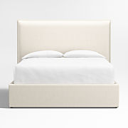 Arvada 54" Ivory Upholstered Queen Headboard with Storage Bed Base
