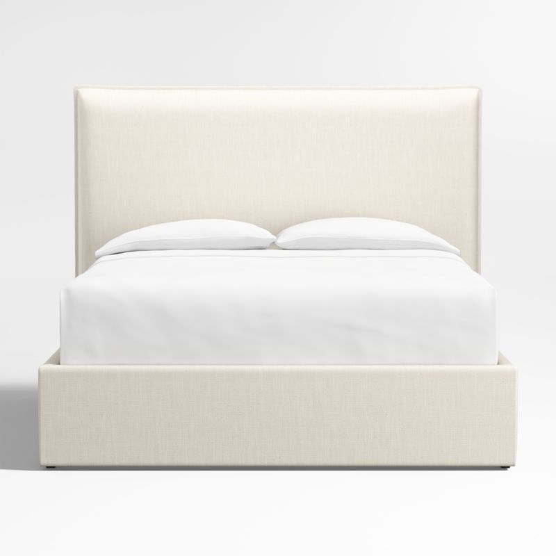 Arvada 54" Ivory Upholstered King Headboard with Storage Bed Base