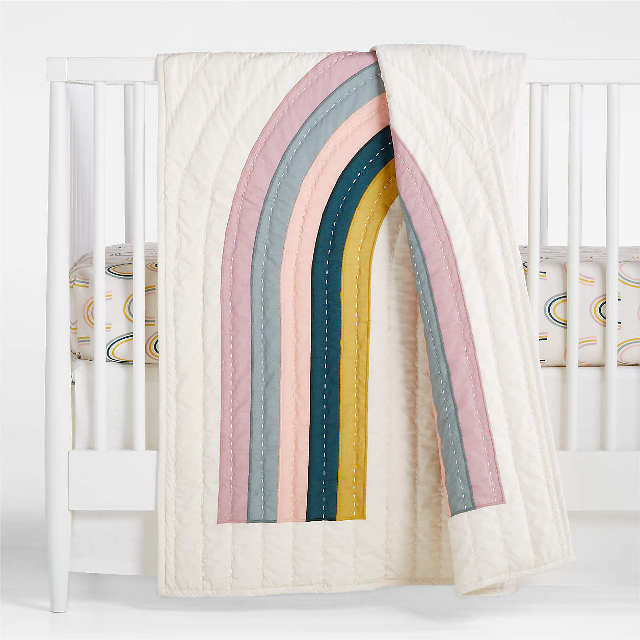Modern Asha Organic Rainbow Baby Crib Quilt + Reviews Crate & Kids