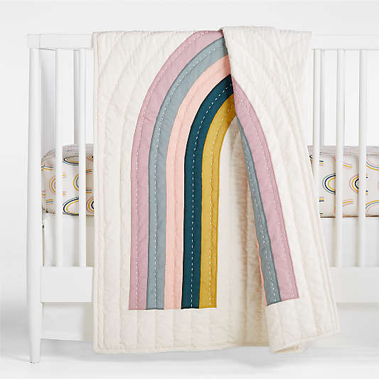 Asha Organic Cotton Rainbow Baby Crib Quilt