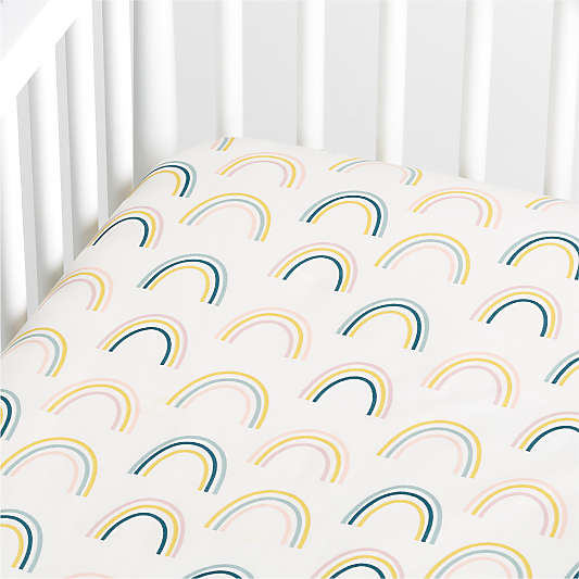 Stay Cool Asha Rainbow Organic Cotton Baby Crib Fitted Sheet