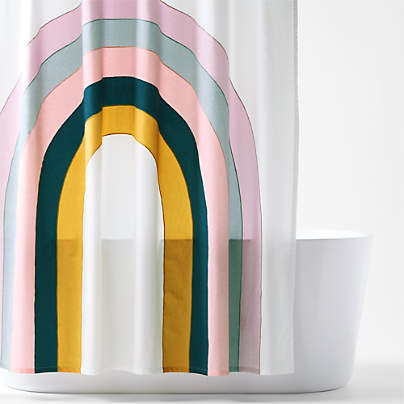 Asha Rainbow 100% Organic Cotton Kids Shower Curtain
