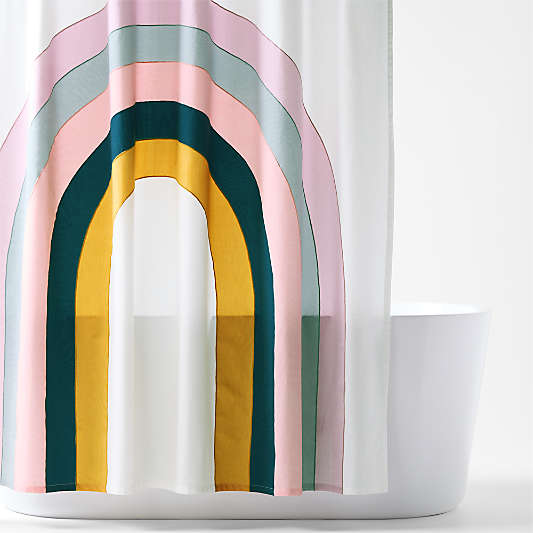 Asha Rainbow 100% Organic Cotton Kids Shower Curtain