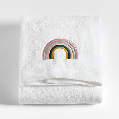 Asha Rainbow Embroidered Organic Cotton Kids Bath Towel