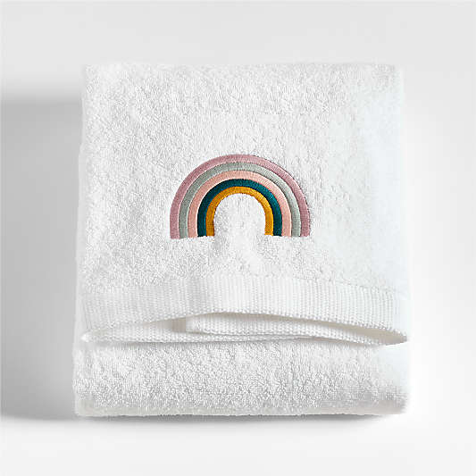 Asha Rainbow Embroidered 100% Organic Cotton Kids Bath Towel