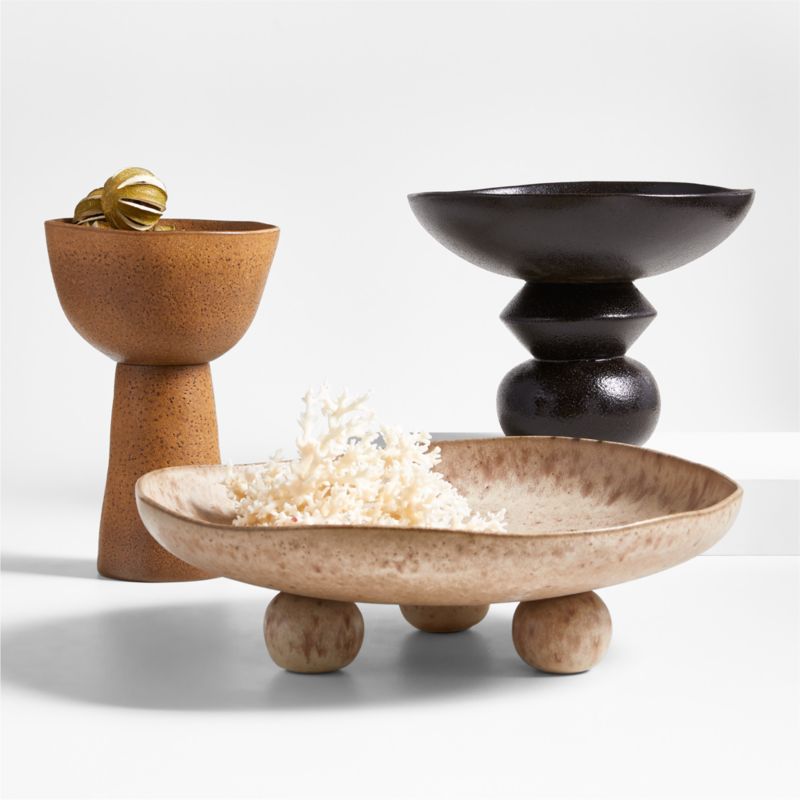 Ashanti Low Brown Ceramic Decorative Centerpiece Bowl by Eric Adjepong - image 3 of 6