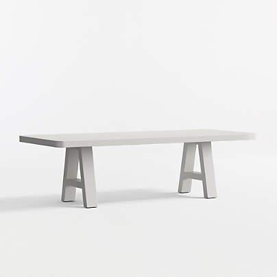 Asher 102" White Concrete and Resin Outdoor Dining Table