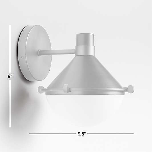 Aster Milk Glass and Pewter Wall Sconce Light