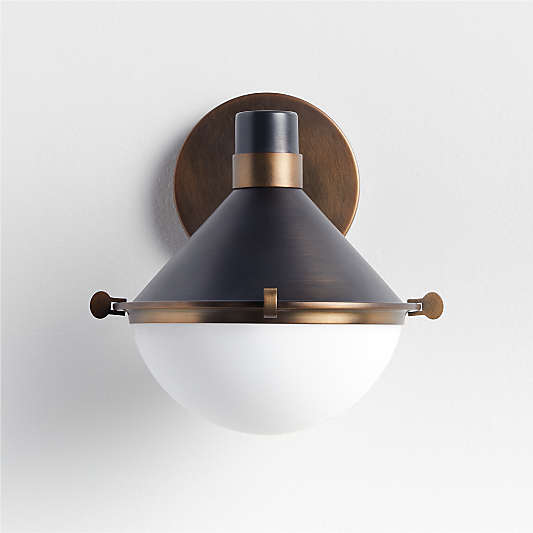 Aster Milk Glass and Pewter Wall Sconce Light