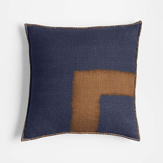 Ashi Painterly Organic Cotton 22"x15" Arctic Ivory Throw Pillow with Feather Insert