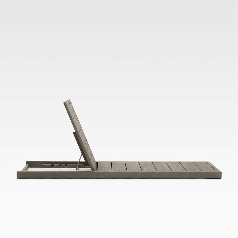 Ashore Grey Wash Mahogany Wood Outdoor Patio Chaise Lounge + Reviews