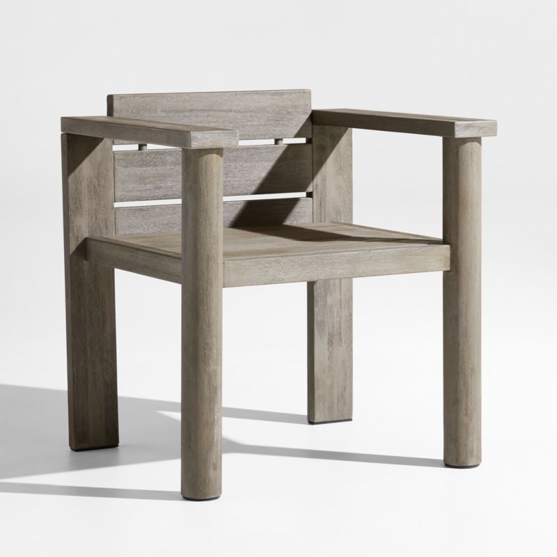 Ashore Grey Mahogany Wood Outdoor Dining Arm Chair