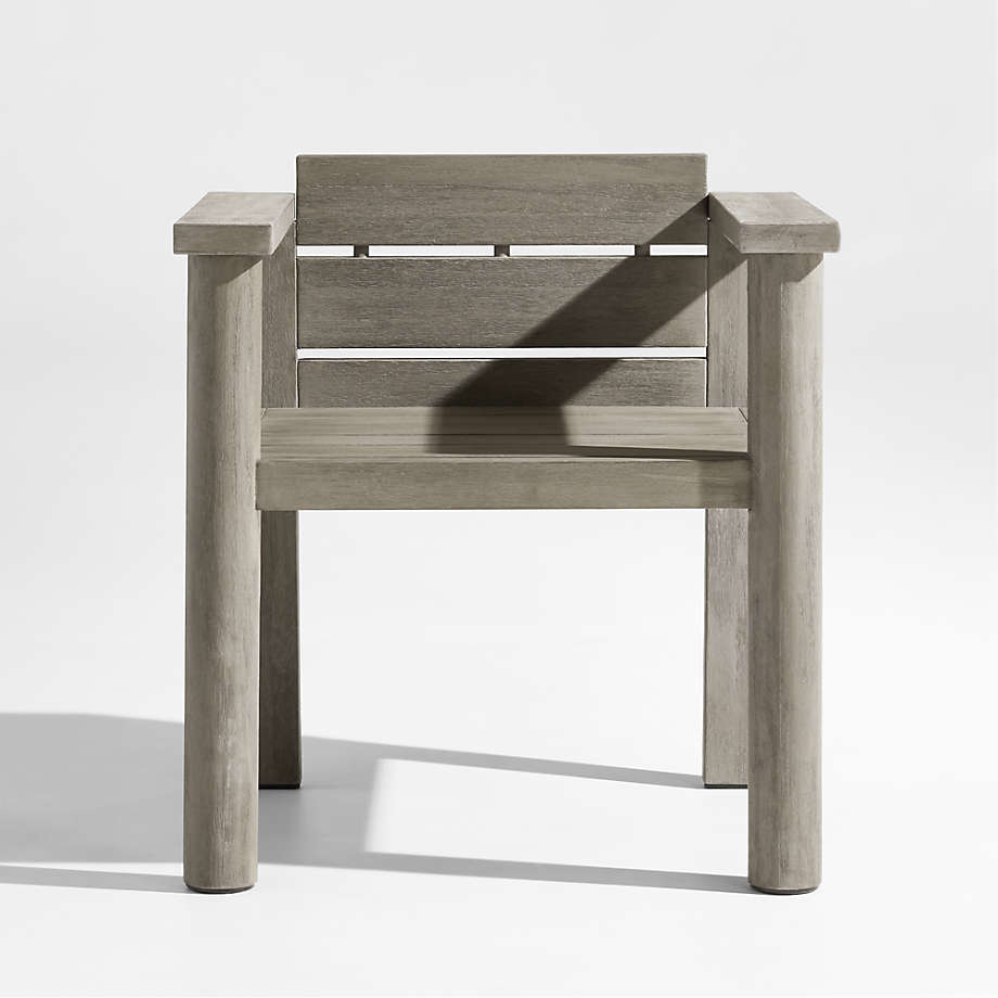 Ashore Grey Wash Mahogany Wood Outdoor Patio Dining Arm Chair + Reviews Crate & Barrel Canada