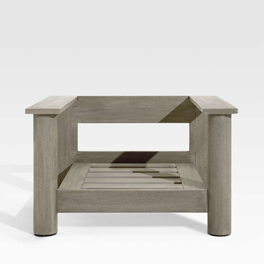 Ashore Grey Mahogany Wood Outdoor Lounge Chair with Black Sunbrella