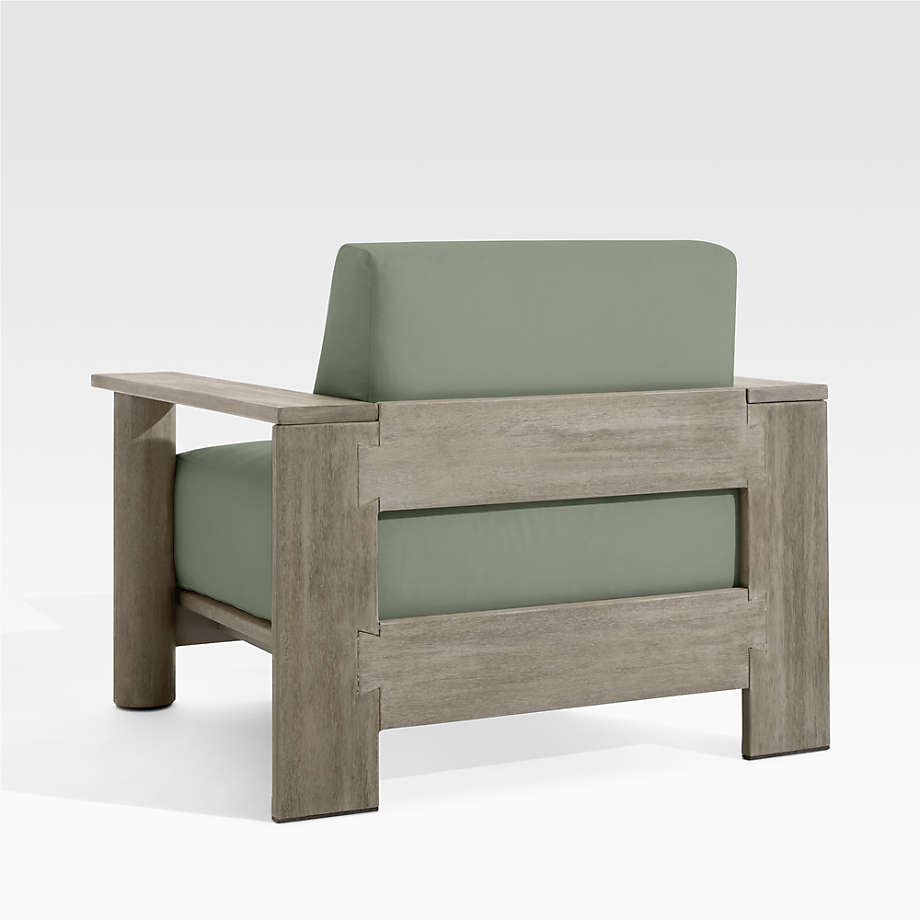 Ashore Grey Mahogany Wood Outdoor Lounge Chair with Sage Green