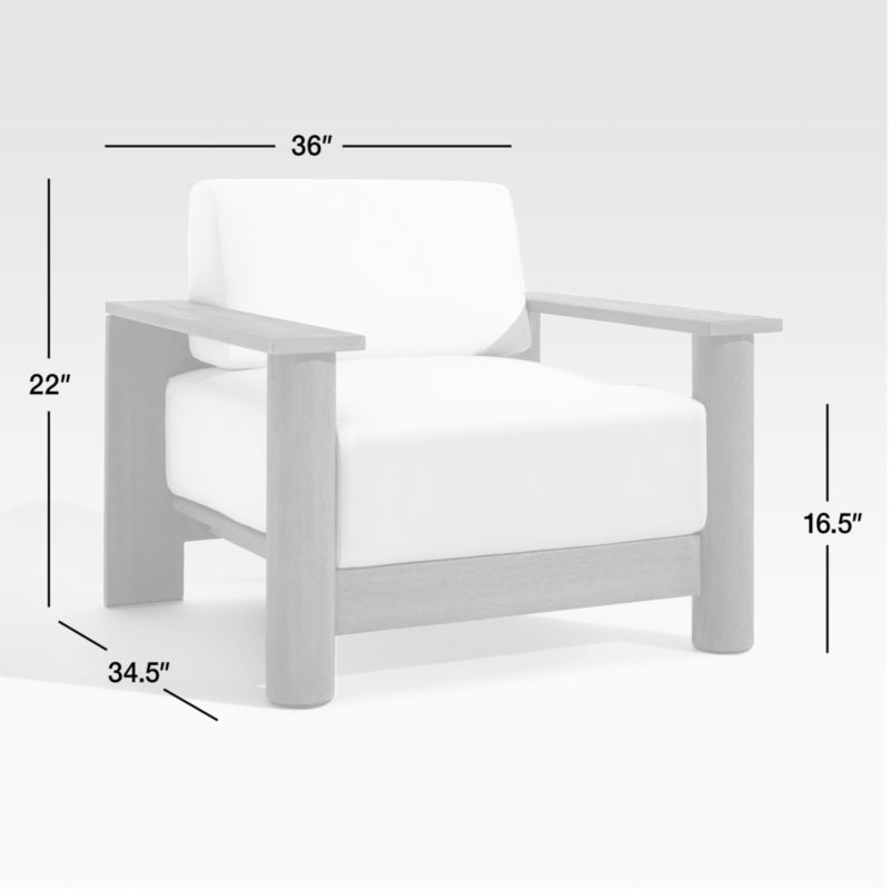 View Ashore Grey Solid Mahogany Wood Outdoor Lounge Chair with White Cushions - image 3 of 10