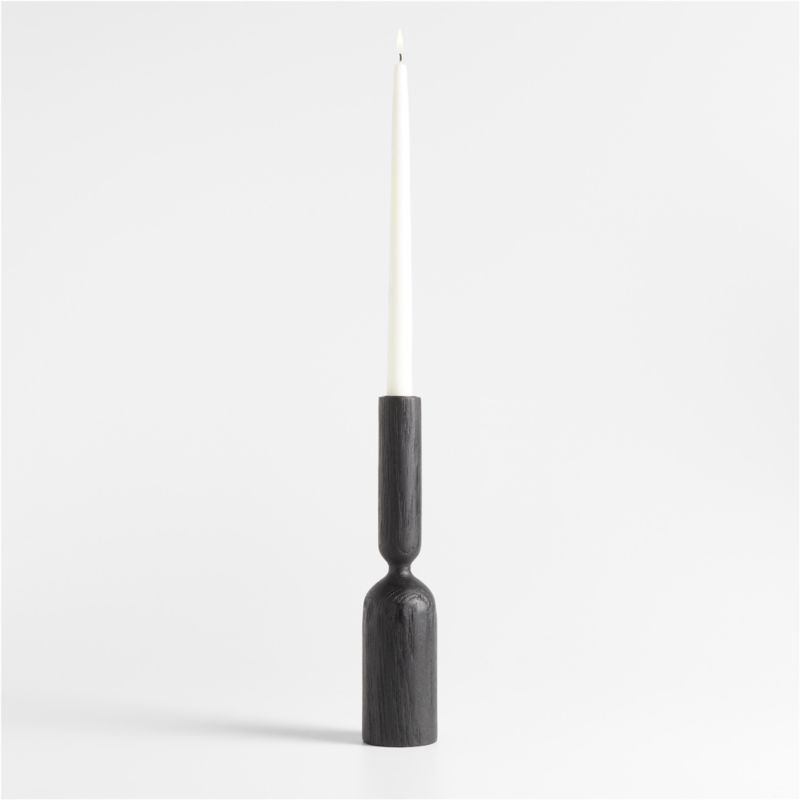 Asker Black Wood Taper Candle Holder 11